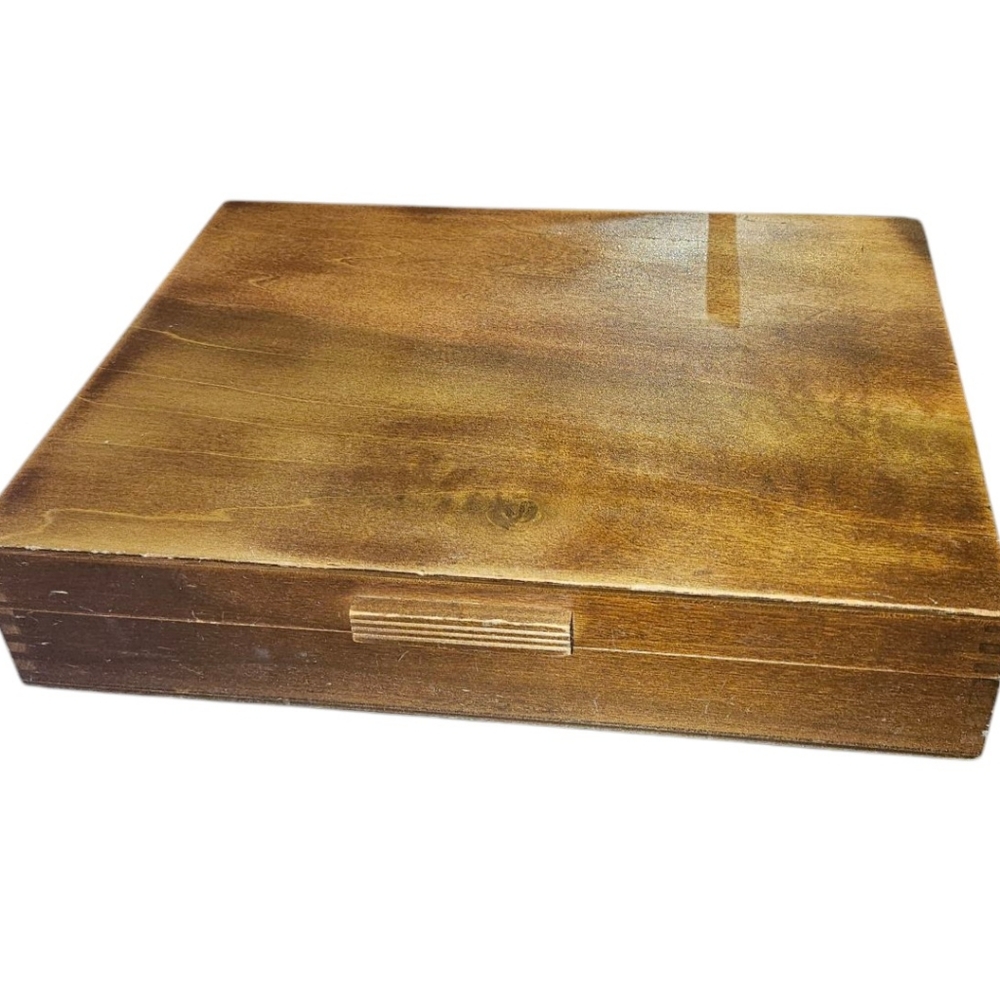 Style House Wooden Silverware Box ONLY Blue Lining